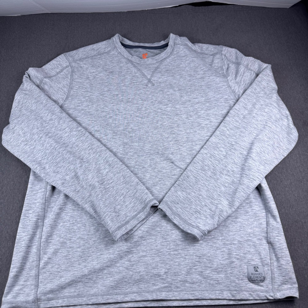 Rugged Elements Mens Long Sleeve Crew Neck Utility Shirt Heather Grey Large